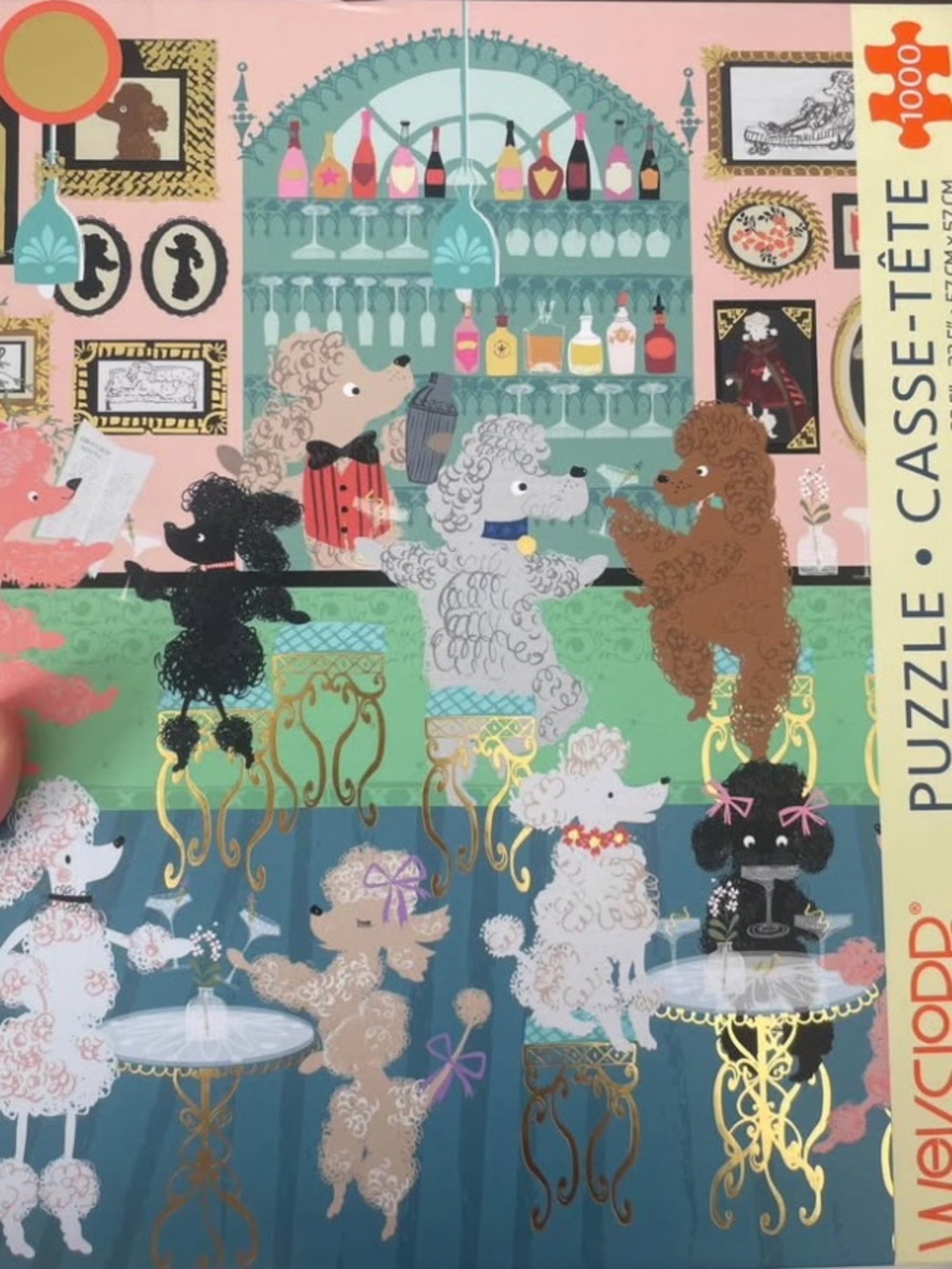Colorful Poodle Cafe Decorative Pets Puzzle Artwork - Pink/Green/Blue - 1000 pcs